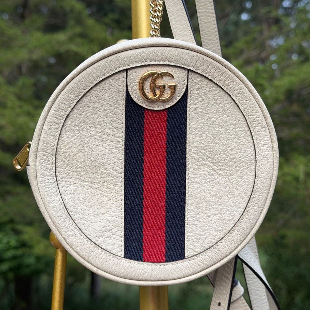 Gucci‎ Ophidia Round Mini Backpack AuthModern White  Leather Luxury Designer